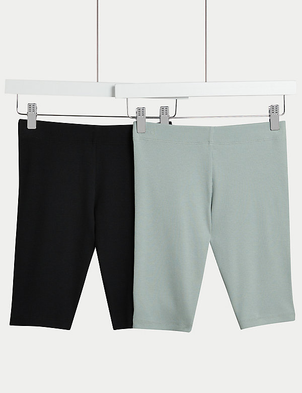 Pack de 2 pantalones cortos de ciclismo de algodón acanalados (6-16&nbsp;años) - ES