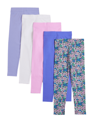 

Girls M&S Collection 5pk Cotton Rich Leggings (6-16 Yrs) - Multi, Multi