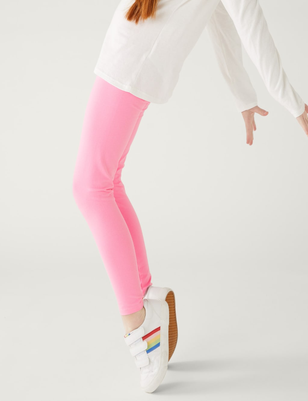 4pk Cotton Rich Floral & Plain Leggings (6-16 Yrs) image 5