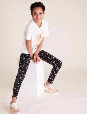 Kids Organic Cotton Jersey Leggings Floral