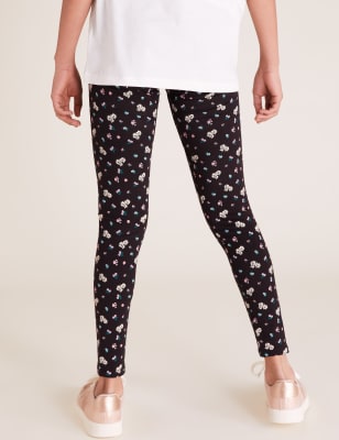 Pack of Two ONE Size Printed Leggings (Charcoal, Black/White Paisley, O/S)  at  Women's Clothing store