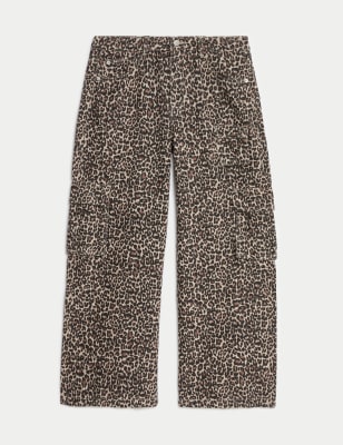 Pure Cotton Leopard Print Cargo Jeans (6-16 Yrs) 2 of 6