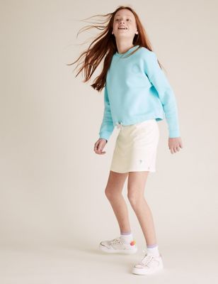 Jupe-short en coton biologique à motif palmier (du 6 au 16 ans) - Winter White