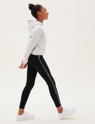 

M&S Collection Leggings de rayas laterales de animales de algodón (6-16 años) - Black Mix, Black Mix