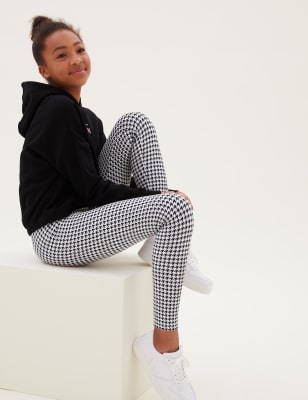 

M&S Collection Leggings mit hohem Baumwollanteil und Hahnentrittmuster (6-16 Jahre) - Grey Mix, Grey Mix