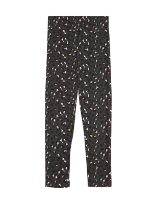 

M&S Collection Leggings mit hohem Baumwollanteil und Leopardenmuster (6-16 J.) - Charcoal Mix, Charcoal Mix