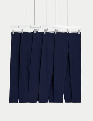 M&S Girls 5pk Cotton Rich Leggings (6-16 Yrs) - 6-7 Y - Navy, Navy