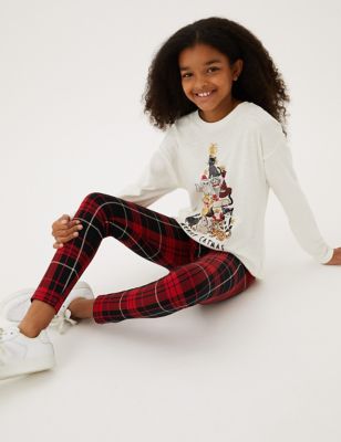 

Girls M&S Collection Cotton Rich Checked Leggings (6-16 Yrs) - Red Mix, Red Mix