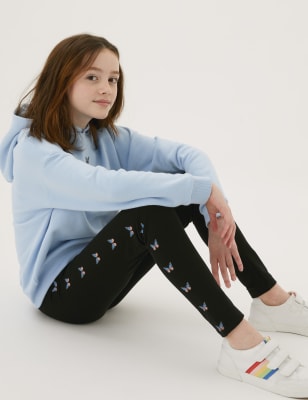 

Girls M&S Collection Cotton Rich Butterfly Print Leggings (6-16 Yrs) - Black Mix, Black Mix