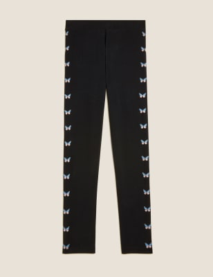 

Girls M&S Collection Cotton Rich Butterfly Print Leggings (6-16 Yrs) - Black Mix, Black Mix