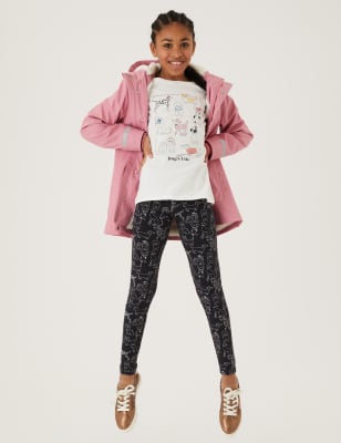 

M&S Collection Leggings mit hohem Baumwollanteil und Hundemuster (6-16 J.) - Charcoal Mix, Charcoal Mix