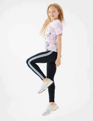 Cotton Rich Slogan Side Stripe Leggings (6-16 Yrs)