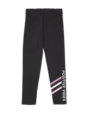 

Girls M&S Collection Cotton Rich Positive Vibes Slogan Leggings (6-16 Yrs) - Charcoal, Charcoal