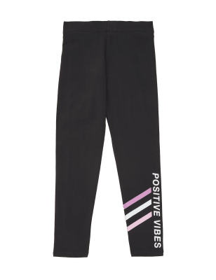 

Girls M&S Collection Cotton Rich Positive Vibes Slogan Leggings (6-16 Yrs) - Charcoal, Charcoal