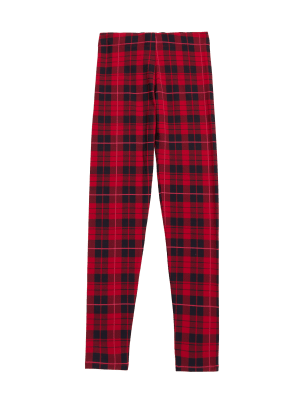 

M&S Collection Leggings mit hohem Baumwollanteil und Karomuster (6-16 J.) - Red, Red