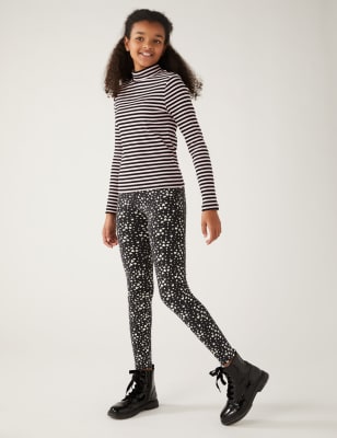 Cotton Rich Heart Print Leggings (6-16 Yrs)