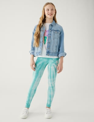 

M&S Collection Leggings con diseño teñido de algodón (6-16 años) - Aqua Mix, Aqua Mix