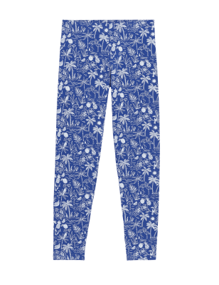 

Girls M&S Collection Cotton Rich Tropical Print Leggings (6-16 Yrs) - Blue Mix, Blue Mix