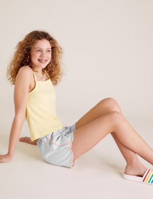 Short de sport en coton à bordures multicolores (du 6 au 16 ans) - Grey Marl