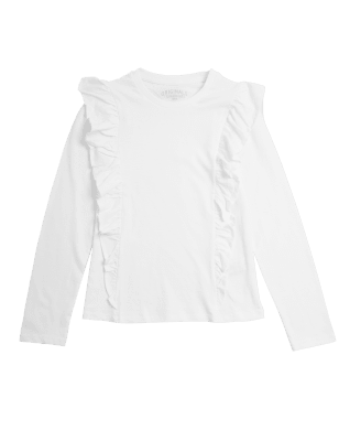 

Girls M&S Collection Pure Cotton Frill Top - White, White