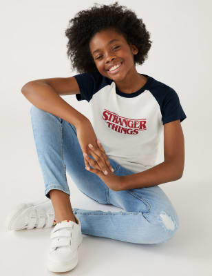 

Girls M&S Collection Pure Cotton Stranger Things™ T-Shirt (6 - 16 Yrs) - White Mix, White Mix
