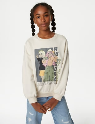 

M&S Collection Sudadera de algodón con diseño manga (6-16 años) - Ivory, Ivory