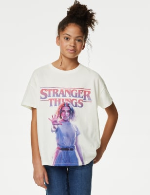 

M&S Collection T-Shirt aus reiner Baumwolle mit Stranger Things™-Motiv (6-16 J.) - Ivory, Ivory