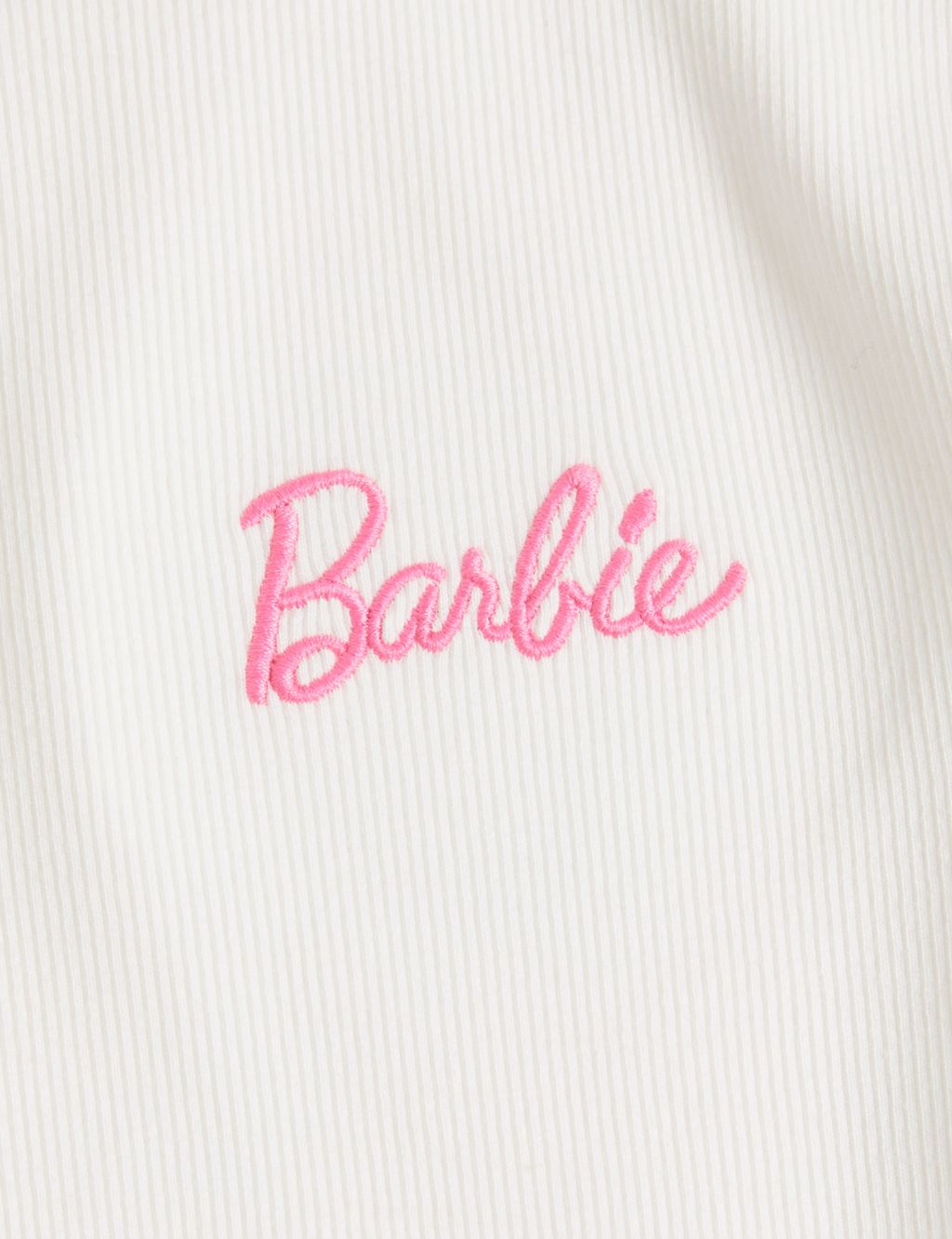 Cotton Rich Ribbed Barbie™ Embroidered Top (5-16 Yrs) image 5