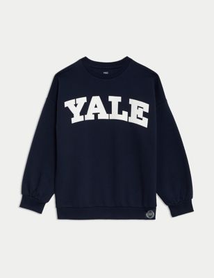 M&S Cotton Rich Yale University Sweatshirt (6 -16 Yrs) - 14-15 - Navy, Navy
