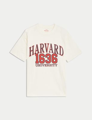 Pure Cotton Harvard Slogan T-Shirt (6-16 Yrs) - GR
