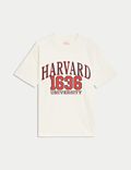 純棉 Harvard 文字圖案 T 恤（6 至 16 歲）