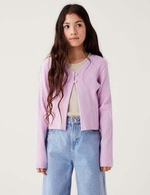 

M&S Collection Strickjacke mit Rippenmuster (6-16 J.) - Pink, Pink