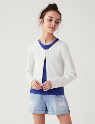

Girls M&S Collection Ribbed Cardigan (6-16 Yrs) - White, White