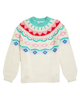 

Girls M&S Collection Knitted Fair Isle Jumper (6-16 Yrs) - Cream Mix, Cream Mix