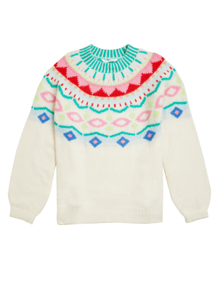 

Girls M&S Collection Knitted Fair Isle Jumper (6-16 Yrs) - Cream Mix, Cream Mix