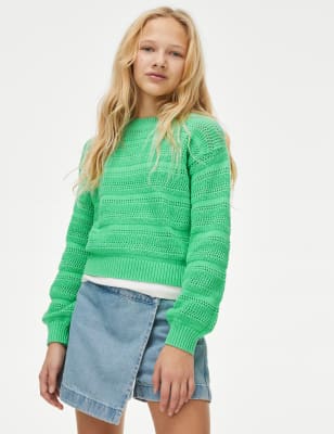 

Girls M&S Collection Pure Cotton Knitted Jumper (6-16 Yrs) - Green, Green