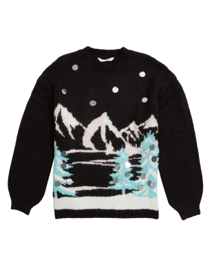 

M&S Collection Strickpullover mit Pailletten (6-16 J.) - Black Mix, Black Mix