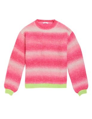 Girls M&S Collection Striped Knitted Jumper (6-16 Yrs) - Pink Mix