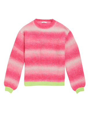 

Girls M&S Collection Striped Knitted Jumper (6-16 Yrs) - Pink Mix, Pink Mix