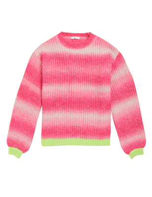 Girls M&S Collection Striped Knitted Jumper (6-16 Yrs) - Pink Mix