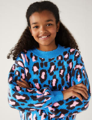 

Girls M&S Collection Animal Print Jumper (6-16 Yrs) - Blue Mix, Blue Mix