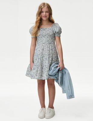 Pure Cotton Mini Me Floral Dress (6-16 Yrs) - DK