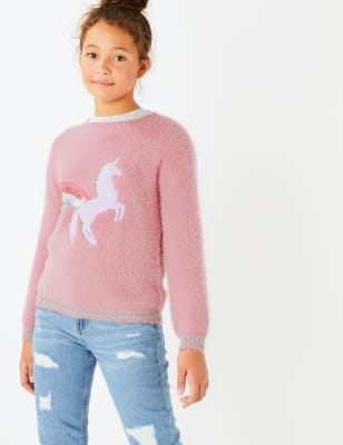 Flitrov&yacute; svetr s&nbsp;potiskem jednorožce (3&ndash;16&nbsp;let)