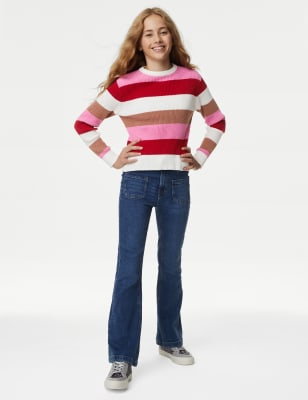 

Girls M&S Collection Knitted Striped Jumper (6-16 Yrs) - Red Mix, Red Mix