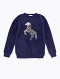 Reversible Sequin Unicorn Knitted Jumper (6-16 Yrs)