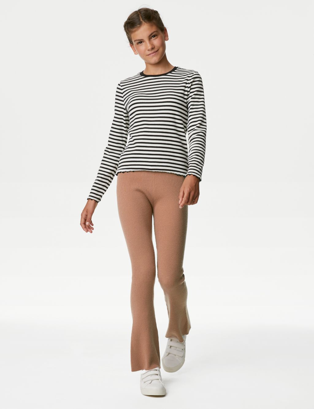 Flared Ribbed Knitted Trousers (6-16 Yrs) image 1