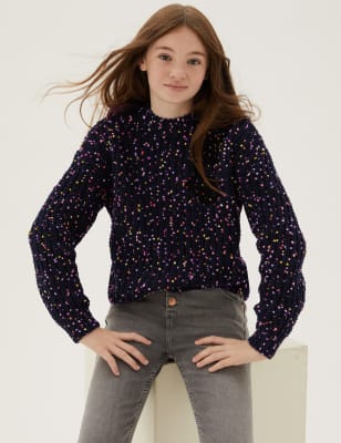 

Girls M&S Collection Chenille Multicoloured Jumper (6-16 Yrs) - Black Mix, Black Mix