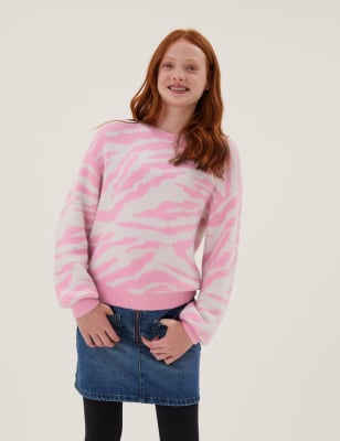 

Girls M&S Collection Zebra Print Knitted Jumper (6-16 Yrs) - Pink Mix, Pink Mix