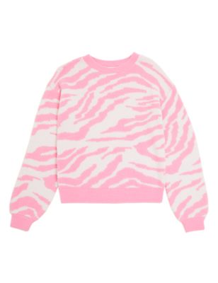 M&S Girls Zebra Print Knitted Jumper (6-16 Yrs)