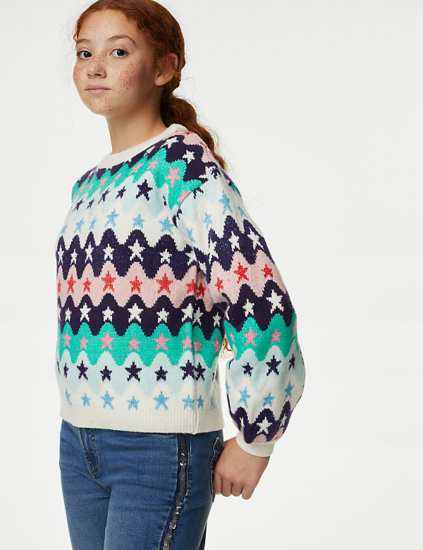 Πλεκτό πουλόβερ με σχέδιο με αστέρια (6-16 ετών) - GR